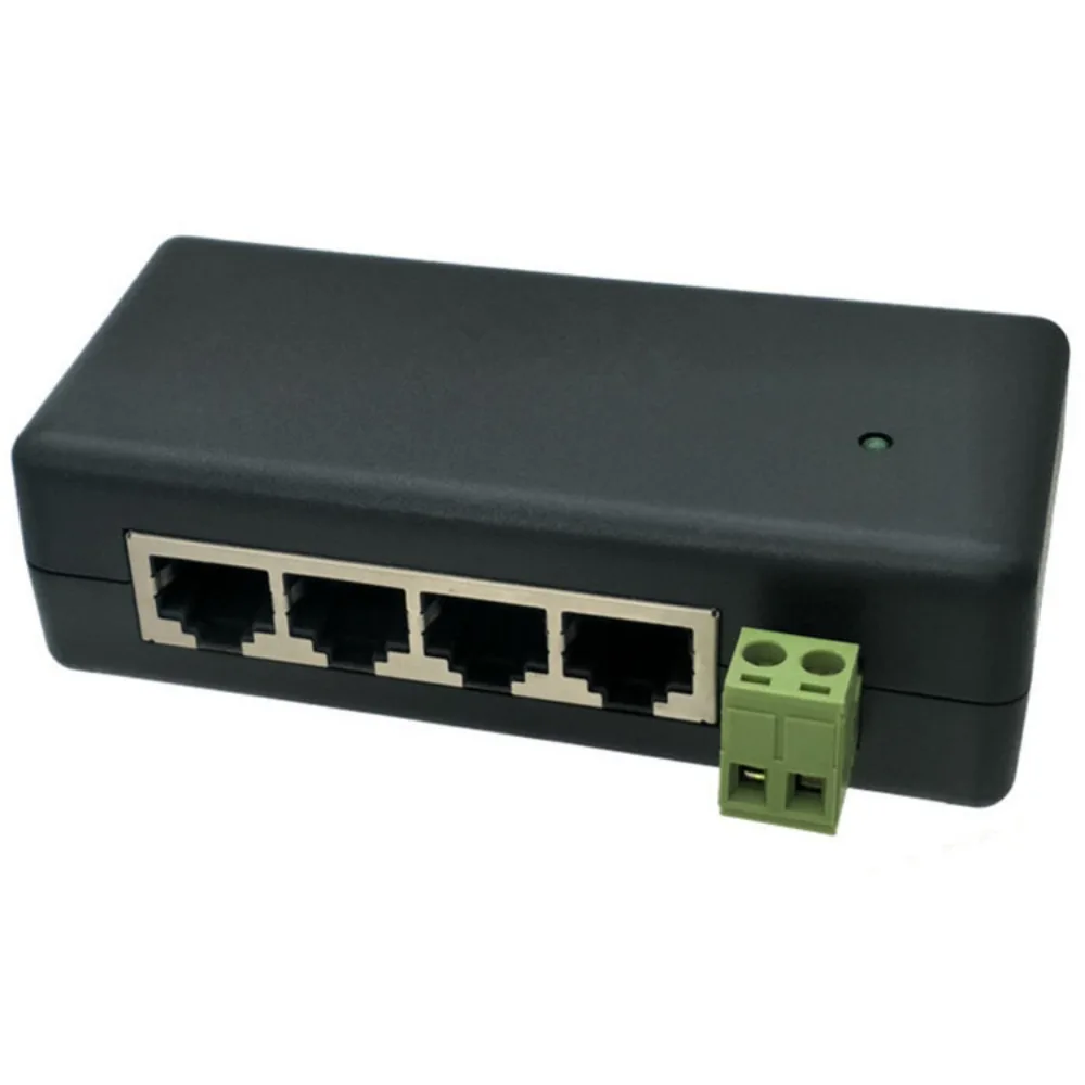 Gigabit 1.25A  48V 4Port Passive PoE Injector 4 ports PoE Panel For IP Camera IP Phone