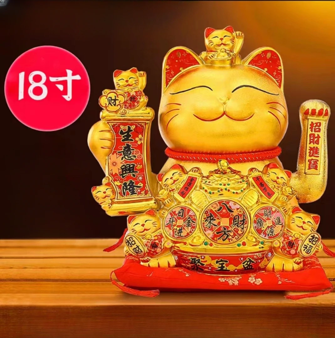 Imagem -04 - Cerâmica Golden Waving Cat Ornamento Grande Negócio Booming Móveis de Escritório Presentes Domésticos