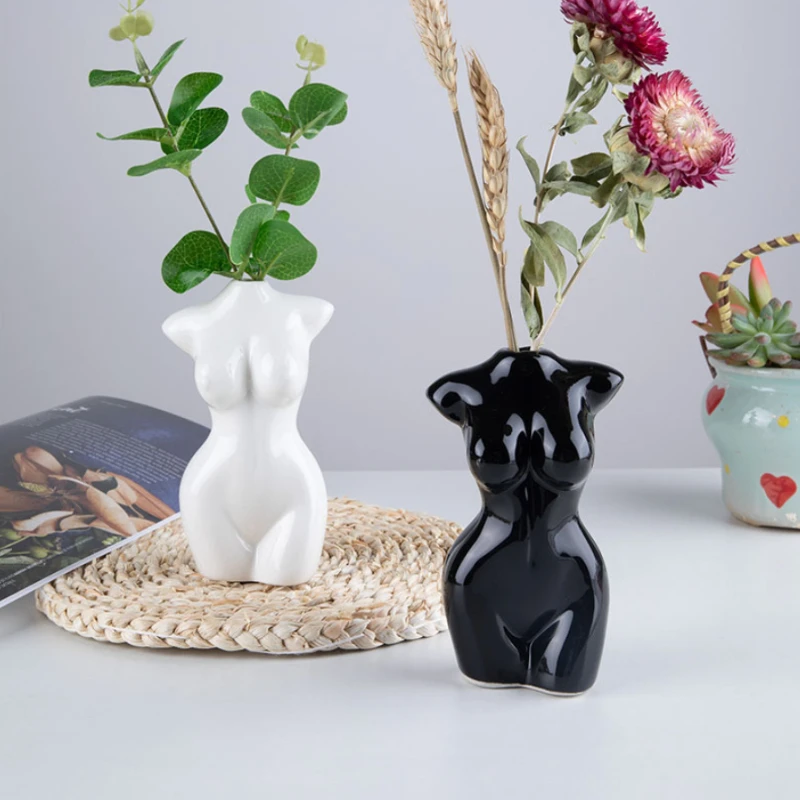 

Single Piece Nordic Minimalist Style Female Body Form Ceramic Craft Vase Living Room Dining Table Decor Stylish Artistic Piece