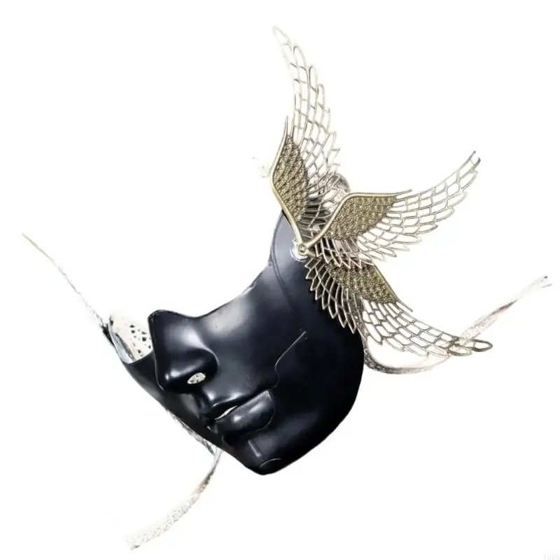 Masque mécanique Y88A avec masque mascarade Wing Masque Half Face Mask Halloween Cosplay Accessoires pour femmes Men Cosplay