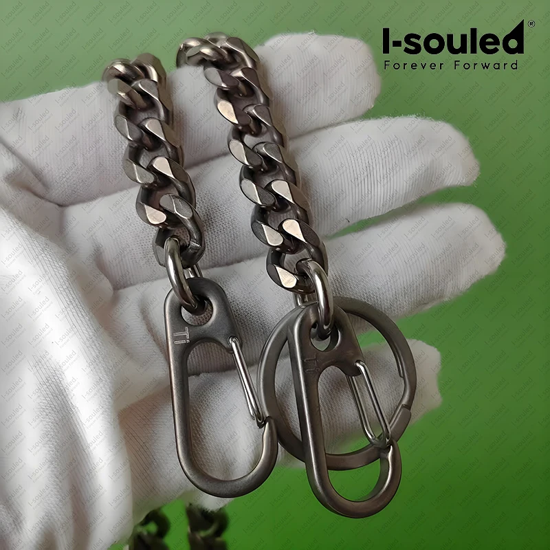 10.5mm Pure Titanium Pants Chain - Heavy Duty Anti-Loss Clasp with Quick Release, Unisex Hip Hop Fashion Accessory for Jeans & S
