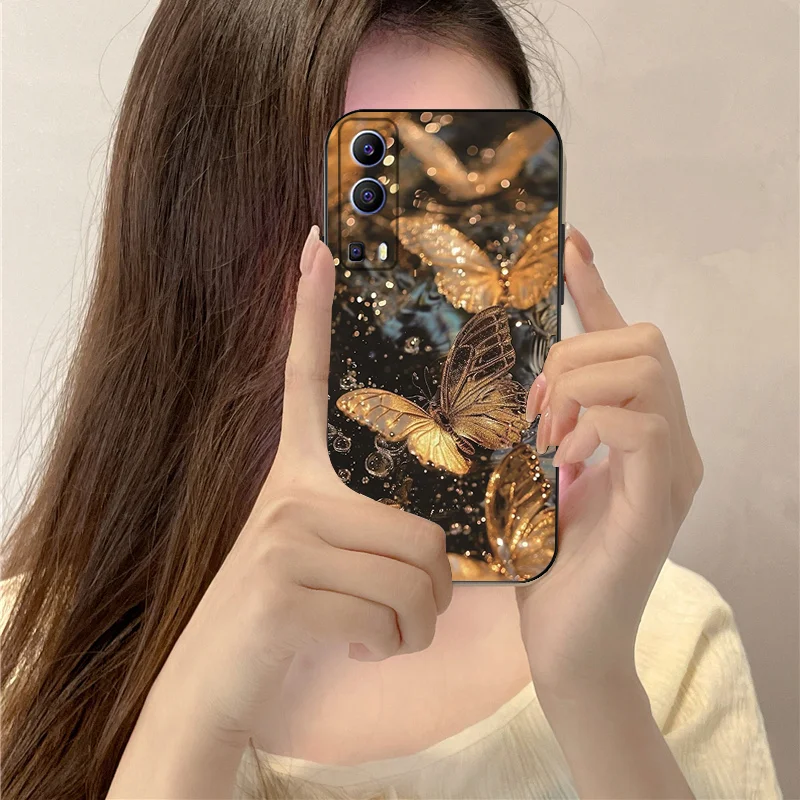 Fashion Luxury Lion For Vivo Y72 5g TPU Black Soft Phone Case Double headed Red Carp For Vivo Y 72 Dunhuang Cartoon Dancing Girl