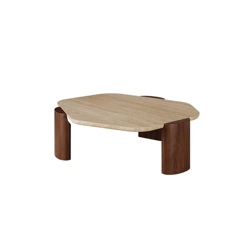 

Natural solid wood travertine coffee table