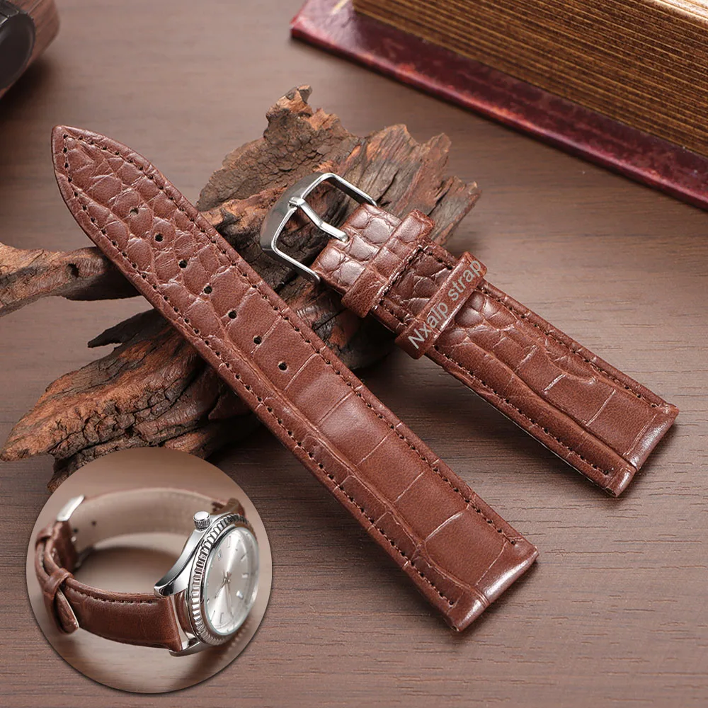 Crocodile Pattern Faux Leather Watch Strap 12mm 14mm 16mm 18mm 20mm 22mm for Men Women Universal Wristwatch SmartWatch Wristbelt