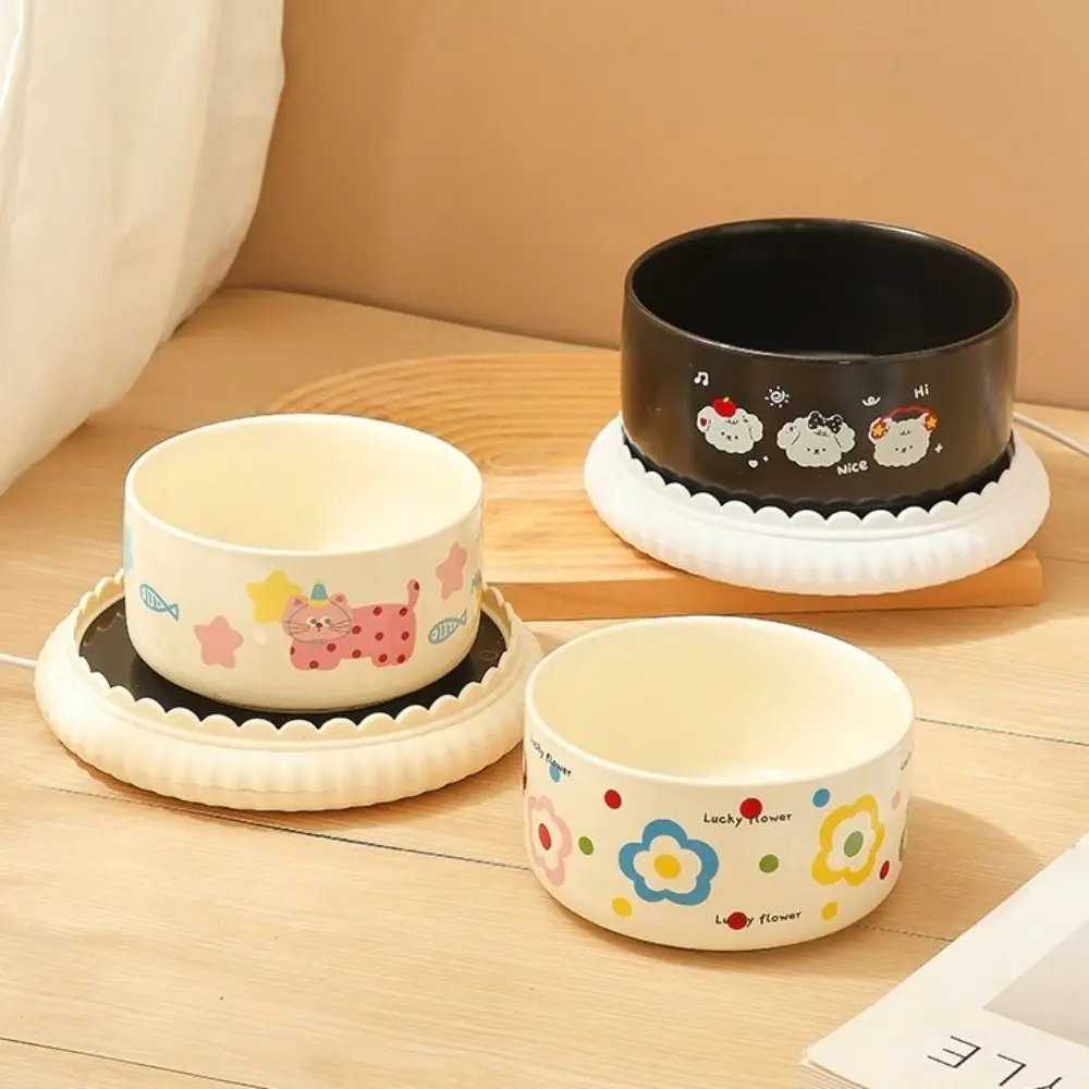 

Cartoon Heated Pet Water Dispenser Ceramics Constant Temperatur Heated Dog Water Bowl Quiet Intelligent Cat Heating Bowl Outdoor