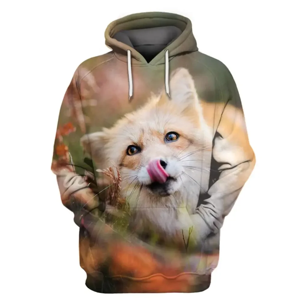 الحيوان الثعلب مقنعين الرجال النساء موضة ثلاثية الأبعاد طباعة البلوز عادية كنزة بمقاس كبير الهيب هوب Harajuku زوجين الشارع الشهير هوديس