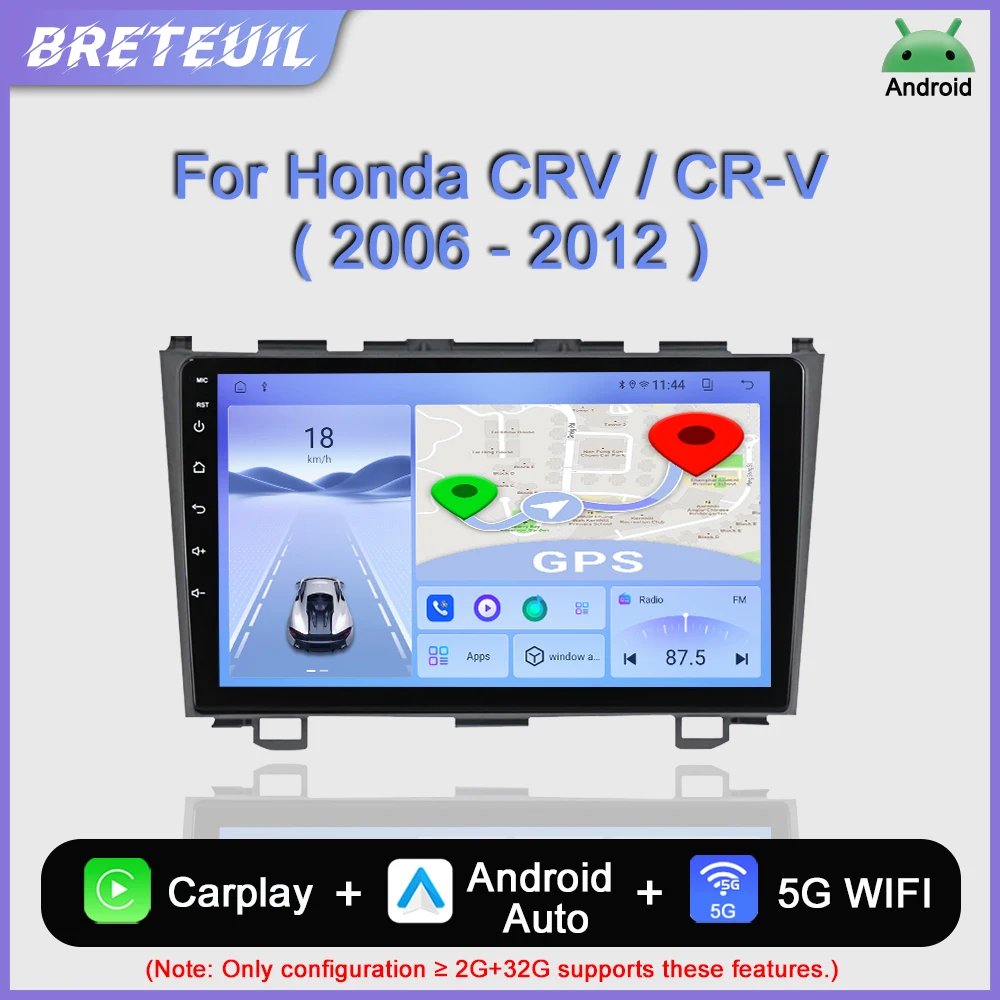 

For Honda CRV CR-V 2006-2012 Car Radio Multimedia Video Player Carplay Android Auto Stereo QLED Touch Screen Navigation GPS WIFI