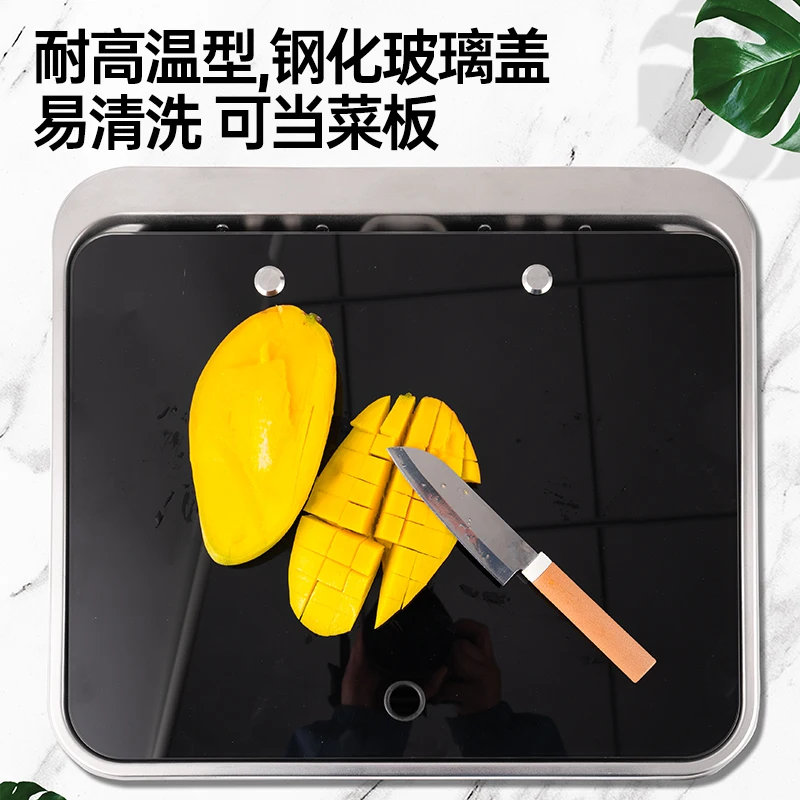 حوض غسيل المطبخ RV مع غطاء، حوض الخضار القابل للطي صدفي خزان واحد حوض الفولاذ المقاوم للصدأ #4