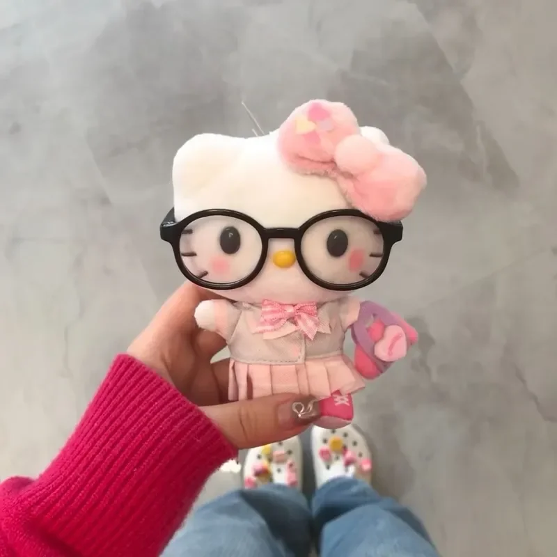 Kawaii Sanrio Hello Kitty Jk Uniform Schattig Meisje Bril Prachtige Tas Hanger Leuke Kt Kat Meisje Kinderen Cartoon Decor Meisjes Speelgoed