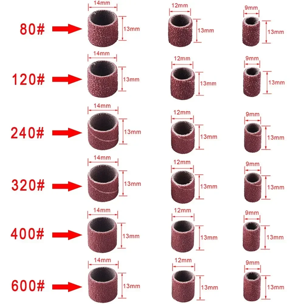 384Pcs Drum Sander ,360Pcs Nail Sanding Band Sleeves 80 120 240 320 400 600 Grit ,24 Pcs Drum Mandrels for Dremel Rotary Tool