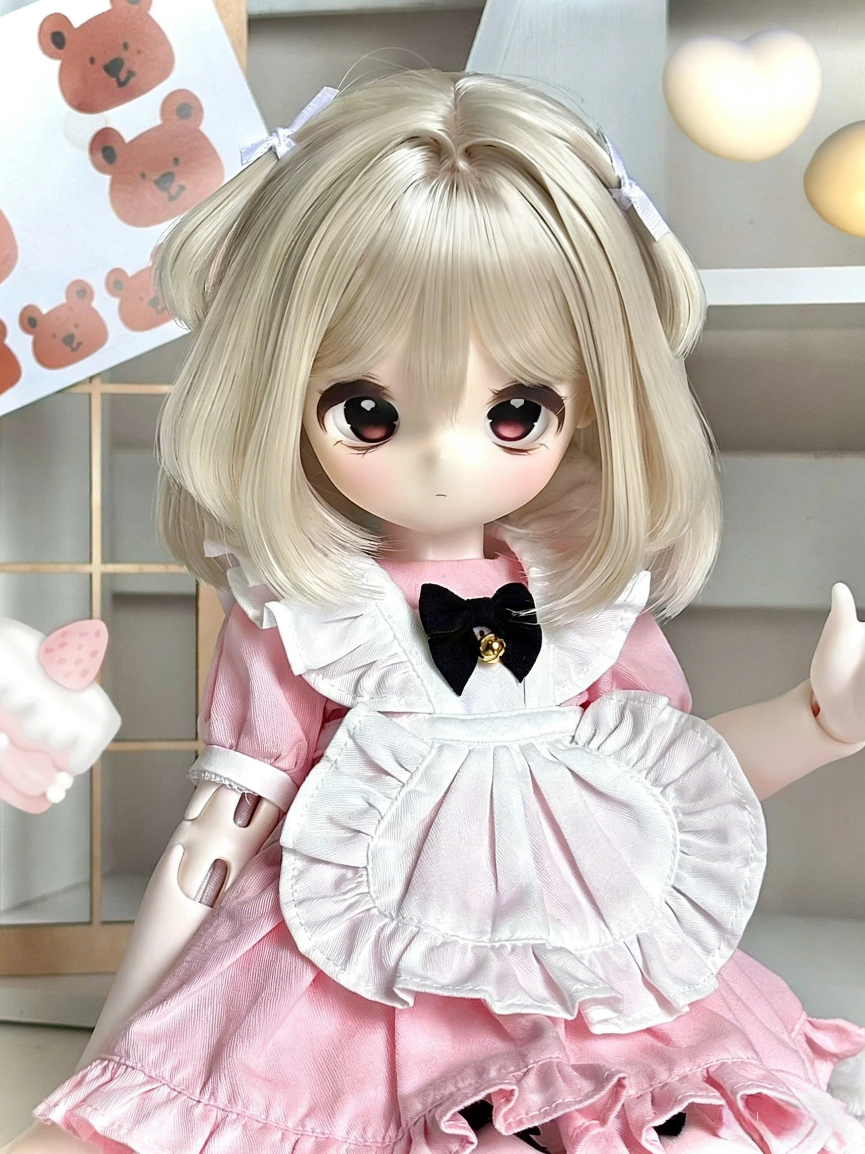 BJD Doll Hair Wig Short Hair Ready Made Heat Resistant Fiber 1/3 1/4 1/6 SD MSD YOSD Dollfie Inward Curl Bangs