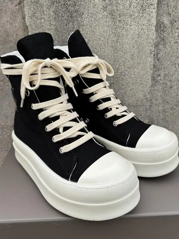 High Top Canvas Shoes Unisex Embroidered Casual Thick Bottom Heightening All-Match Short Boots Trendy for Couples