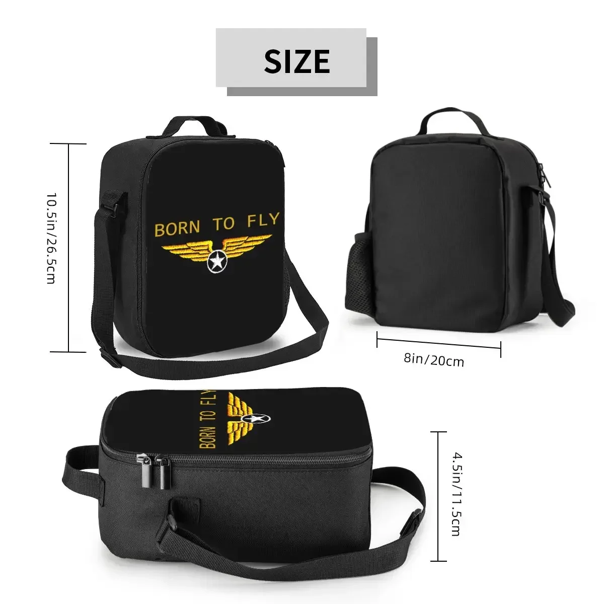 Born To Fly Flight Pilot Insulated Lunch Tote Bag Flying Aviation Aviator Thermal Cooler Food Lunch Box Work School Travel