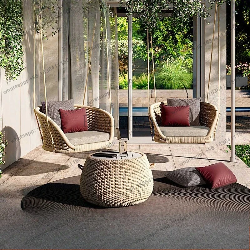 Outdoor Swing Rocking Chair Courtyard Villa Rattan Hanging Chair Home Leisure