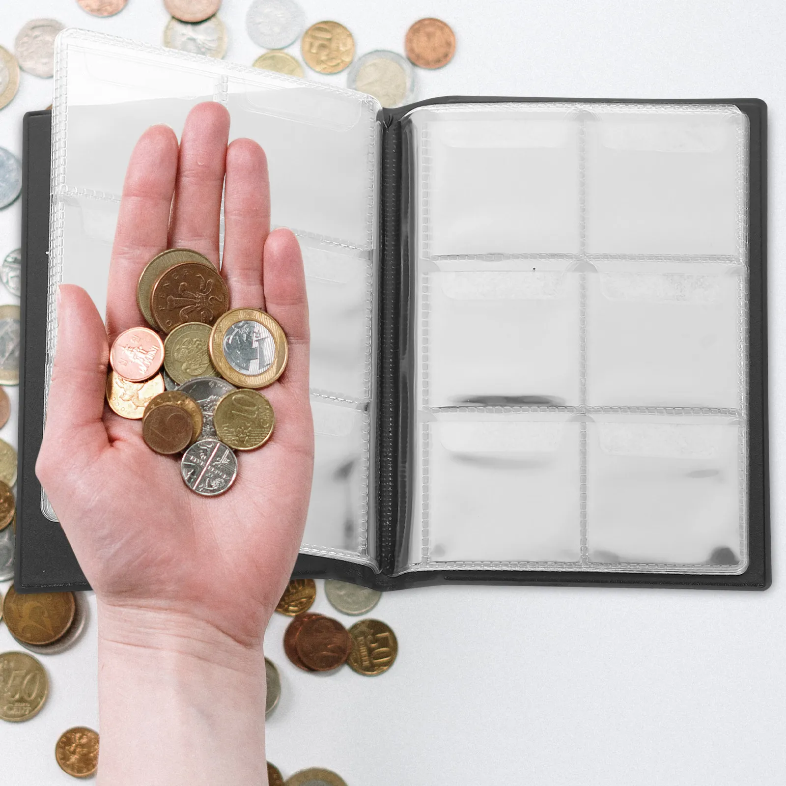 Versatile Coin Collector Book with Clear Inner Pages Sturdy PU Cover Lightweight Compact Design for Travel Home Or Display Use