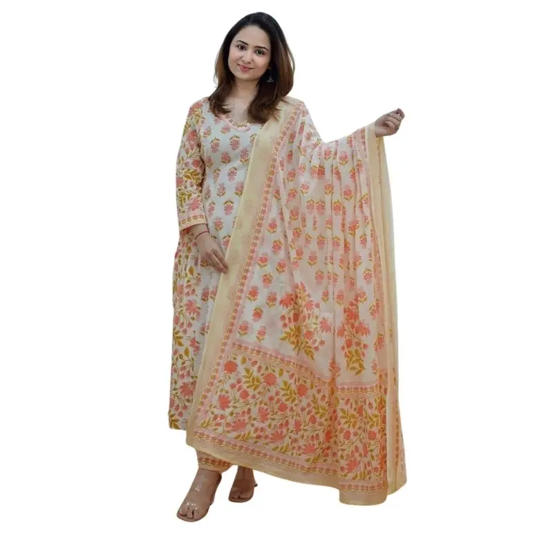 Salwar Kameez pakistański haftowany ubrania imprezowe garnitur rozkloszowany Kurta Dupatta