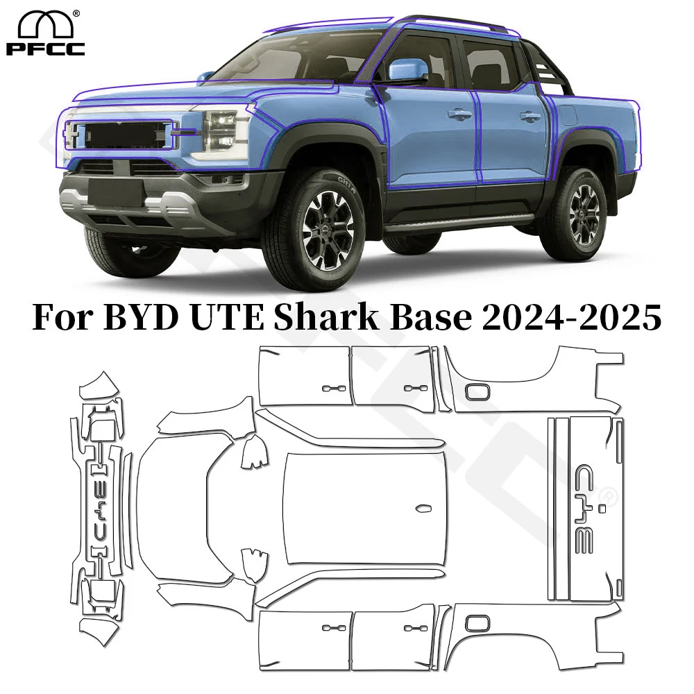 

For BYD Ute Shark Base 2024-2026 TPU Paint Protection Film Anti-Scratch Car Body Pre-cut PPF Clear Bra Resistant Car Accessories