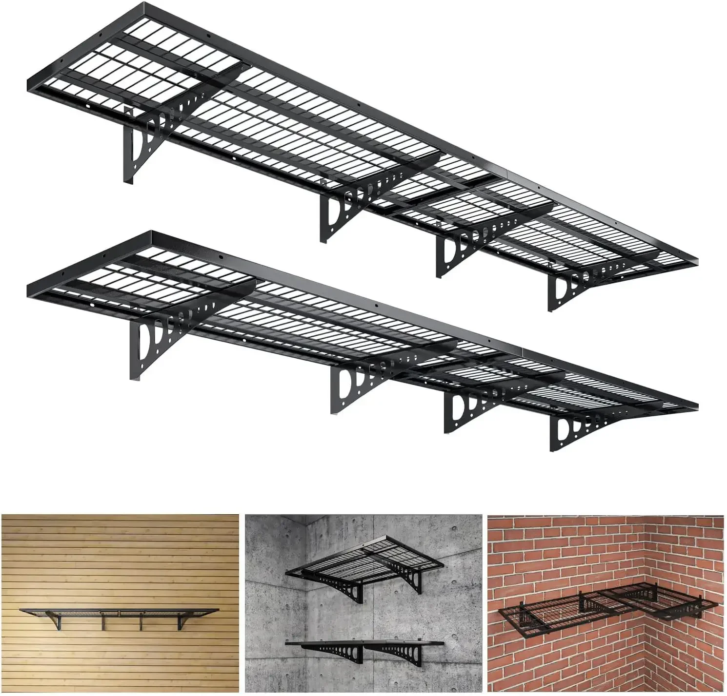 

Storage Shelving Wall Mounted, 4 Pack 1.5x3.8ft, Loads 1000 lbs Heavy Duty Sturdy Shelves