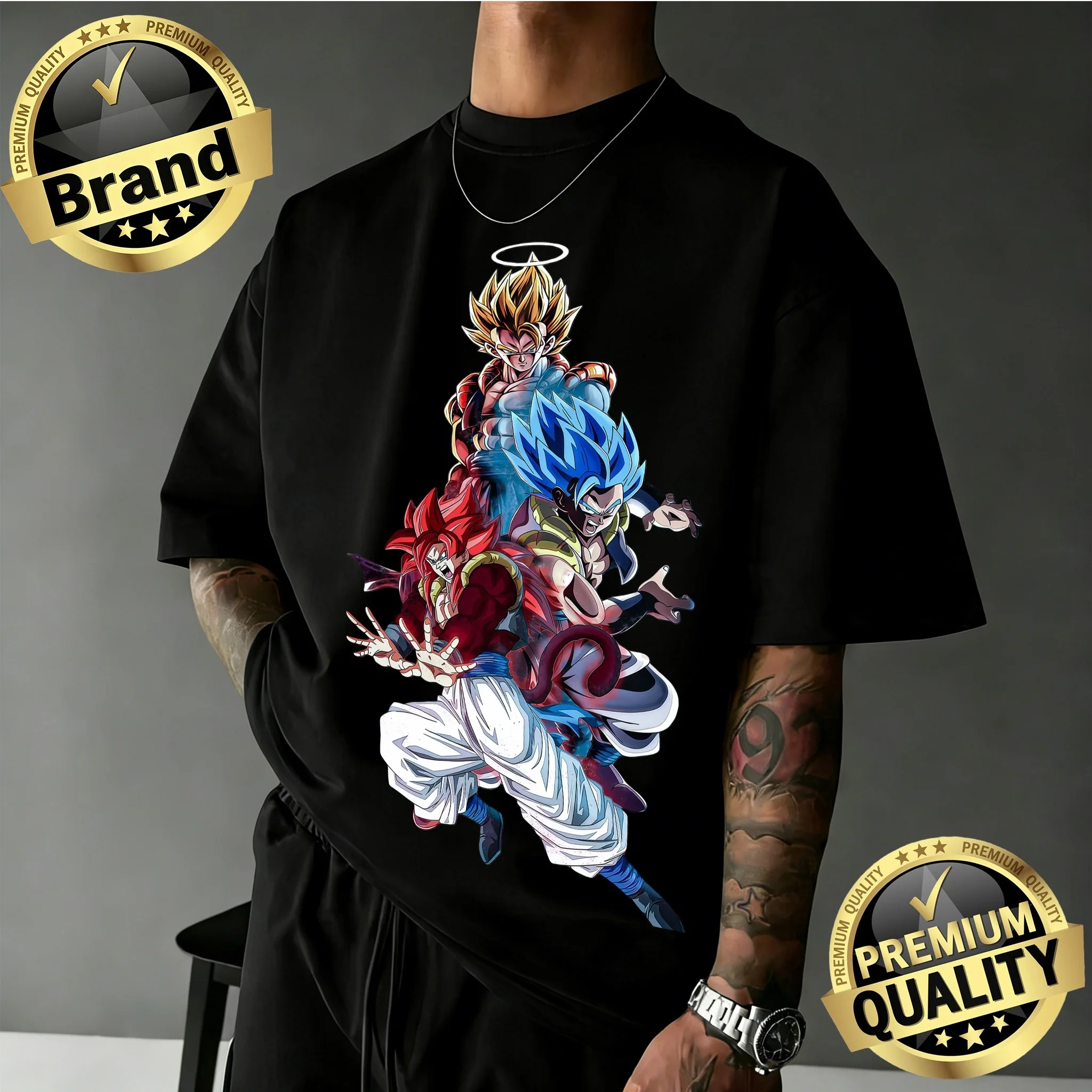 2026 Neuerscheinung Dragon Ball Baumwoll-T-Shirt Unisex Oversized Vintage Gogeta Grafik-Tee Lässiger Lockerer Schnitt Anime-Oberteil Y2k