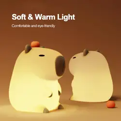 Capybara Silicone Night Light Cute Panda Rechargeable Adjustable Brightness Timing Rechargeable Sleep Nightlights For Kids Room