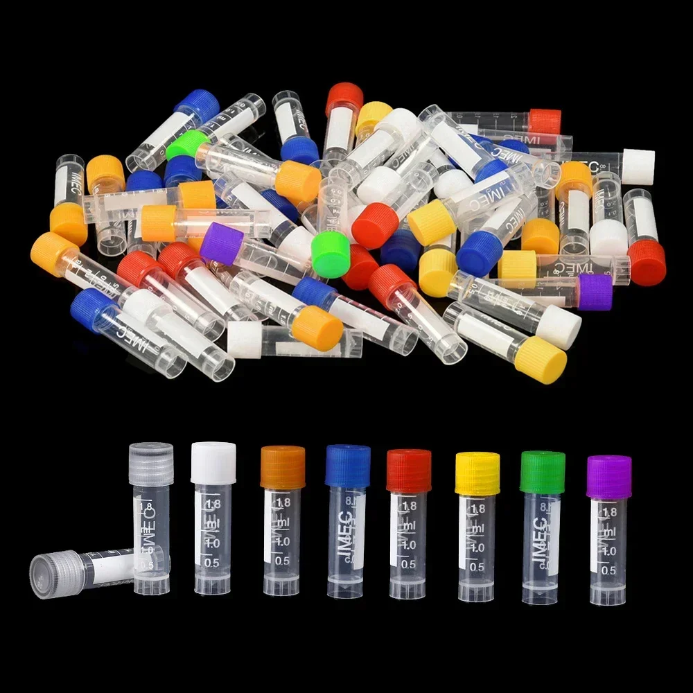 25-100 Stuks Plastic Reageerbuizen Flesjes Monster Container Poeder Ambachtelijke Schroefdop Flessen voor Kantoor School Chemie levert 1-10 ml