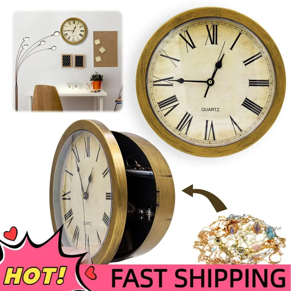 

Wall Clock with Hidden Safe 10-Inch Vintage Decor Clock Diversion Safe Wall Clock Safety Box for Cash Jewelry Keys Valueables