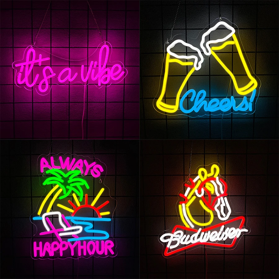 It'S A Vibe Led Neon Sign, Beer Icon Business Signboard, Suitable For Bar Club Men'S Cave Shop Window Art Decor, Party Gifts.
