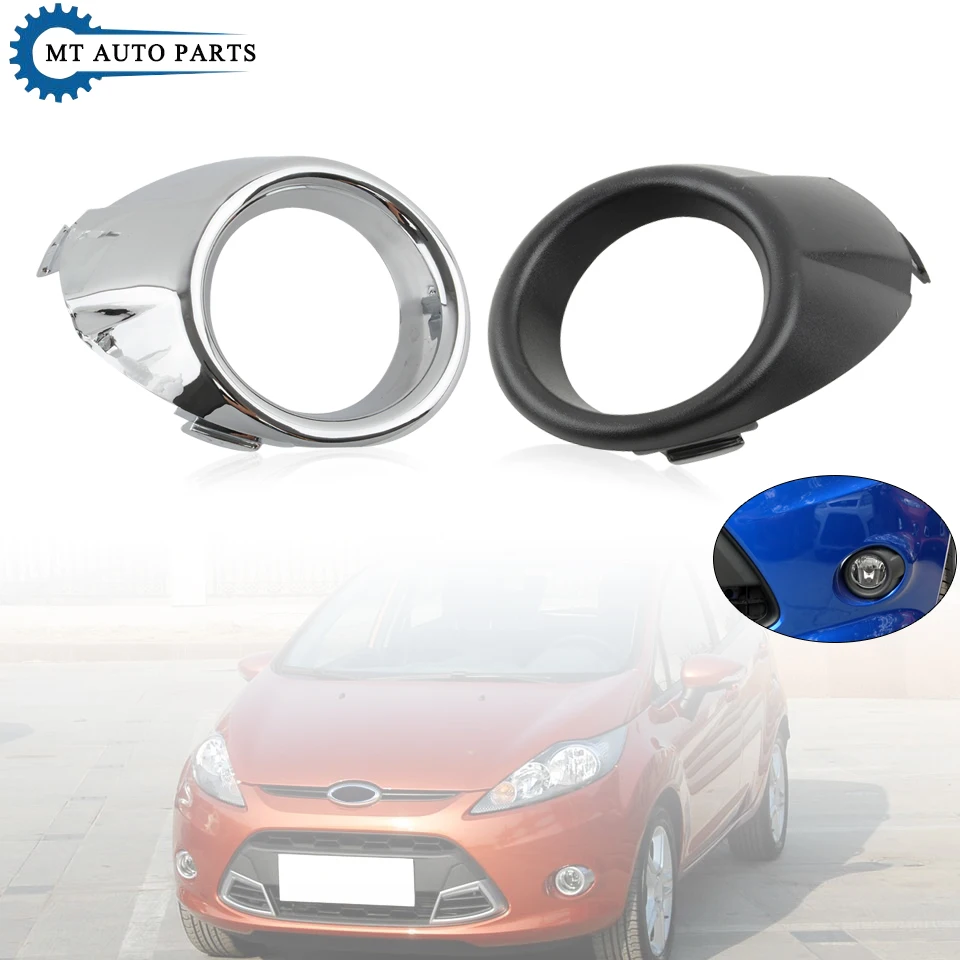 MTAP For Ford Fiesta 2009 2010 2011 2012 Front Bumper Garnish Trim Fog Lamp Cover Foglamp Hood Silver Chroming Black