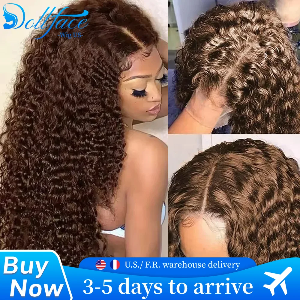 

Глубокая волна Шоколадно-коричневый парик из человеческих волос 13x4 13x6 Hd Прозрачный парик фронтальной части шнурка Волна воды 30 32 дюйма 200 Плотность вьющийся парик