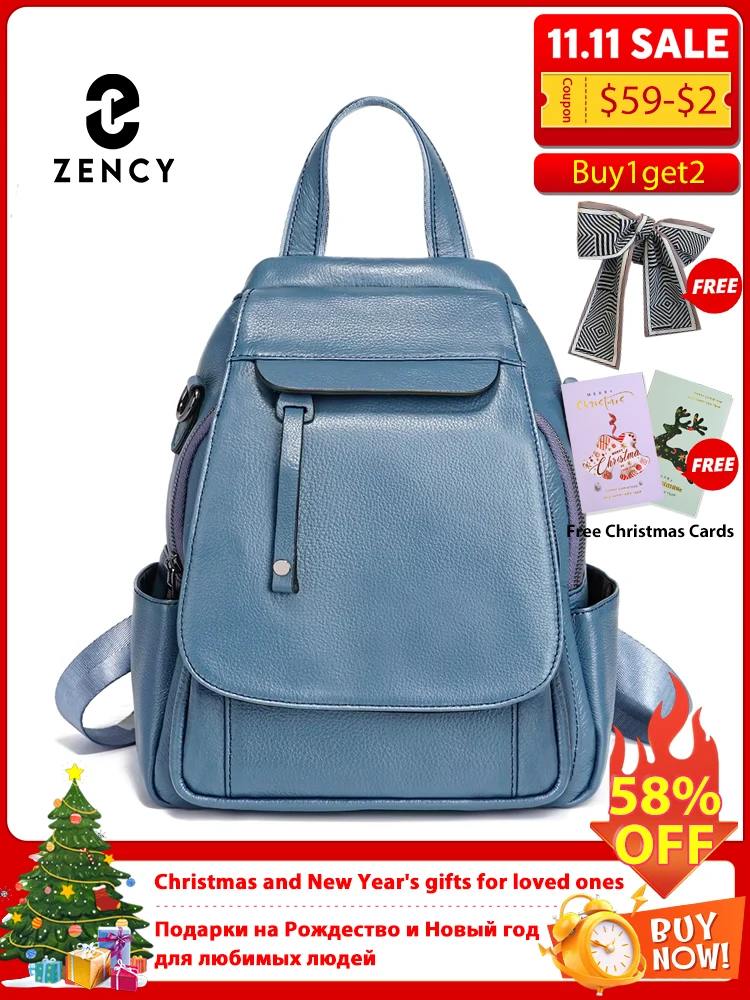 

Zency женский модный рюкзак из натуральной кожи, высококачественные школьные дорожные сумки на плечо, многофункциональный рюкзак с карманами