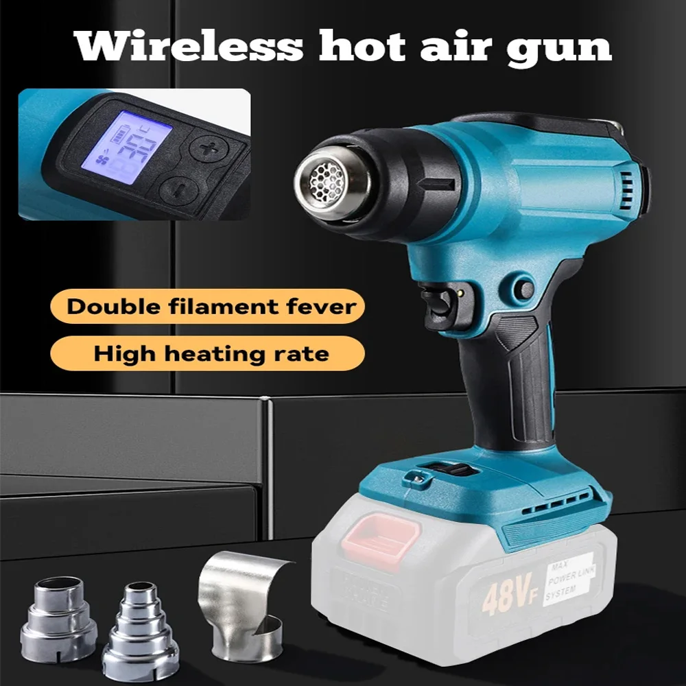

18V Heat Gun Shrink Wrapping Tool Cordless Hot Air Gun Air Dryer Soldering Thermal Blower with LED display Hand Tool (No Battery