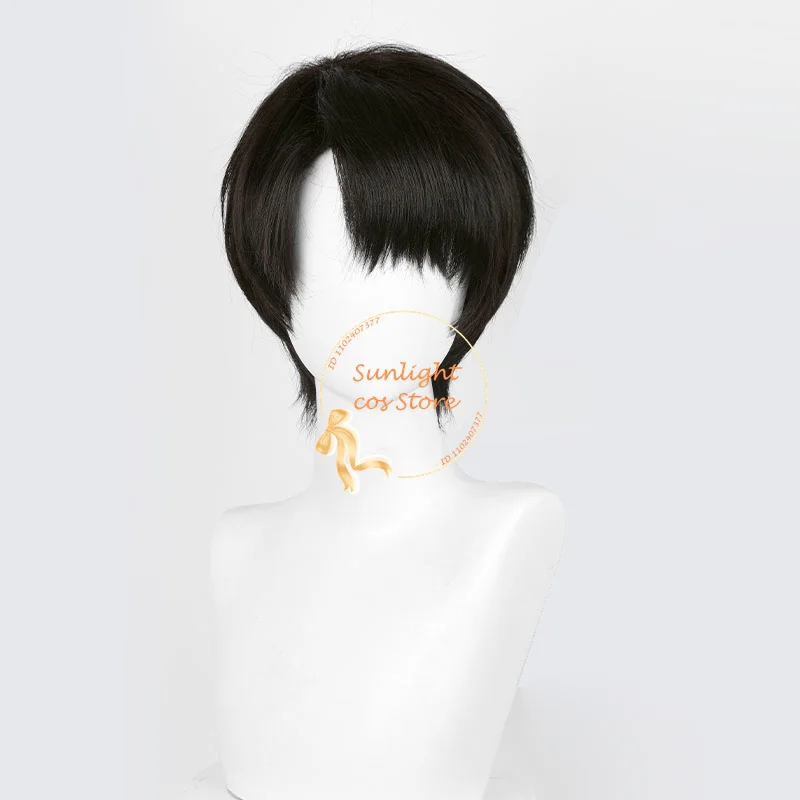 Levi Ackerman Wig 30cm Short Black Hair Levi Cosplay Anime Cosplay Wig Heat Resiatant Synthetic Hair Halloween Wigs