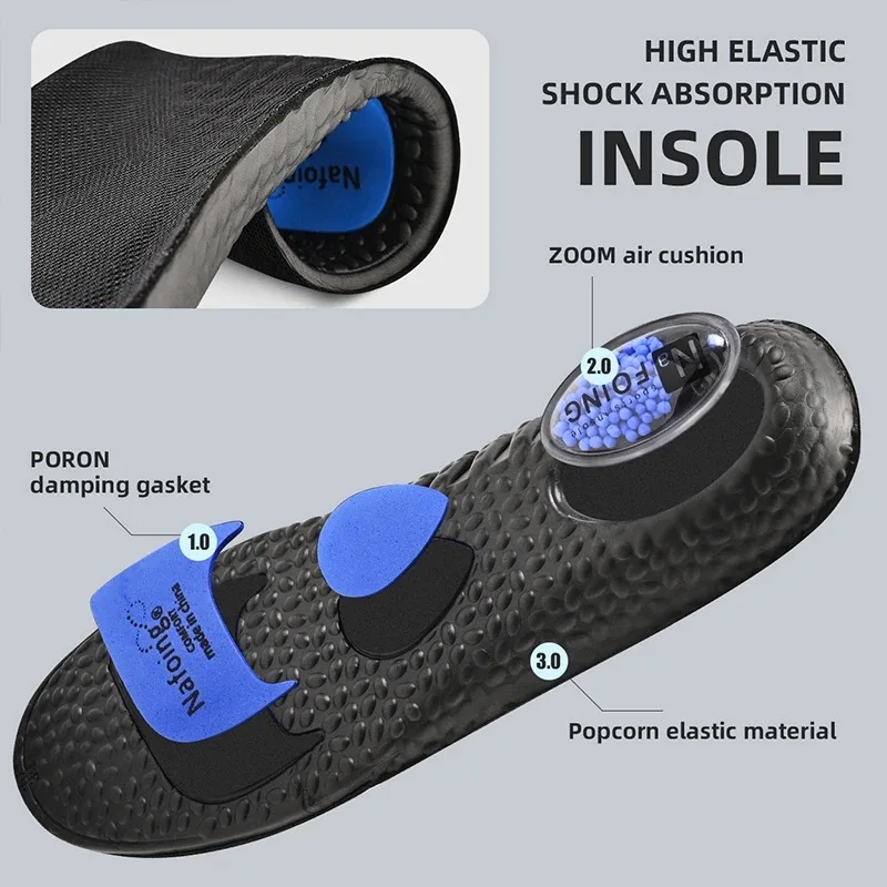 Upgraded Sports Shock Absorption Insoles High Elastic Running Sneaker Pads Rebound Deodorant Comfortable Feet Cushion