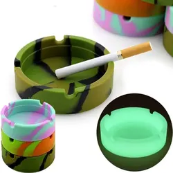 Luminous/color Silicone Ashtray Lamp Round Ashtray Fluorescent Cigarette Convenient Cigarette Case Dropper Creative Ashtray