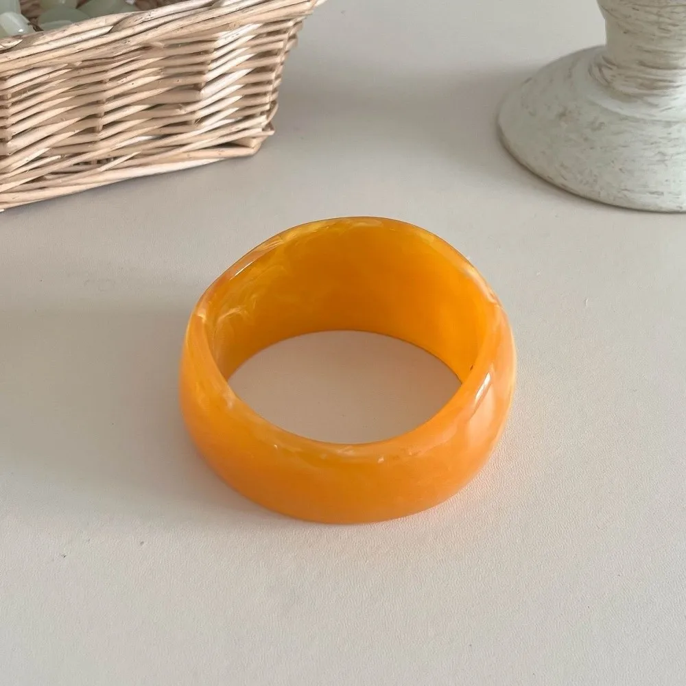 Vintage Smudged Irregular Resin Bracelet Thickened Geometric Wide Chunky Bangle Marbling Exaggerated Cuff Bracelet Gifts