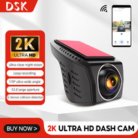 Universal Dashcam Hidden Type WiFi 2K HD Car Driving Recorder Dash Cam 170° Wide-Angle Car DVR Camera