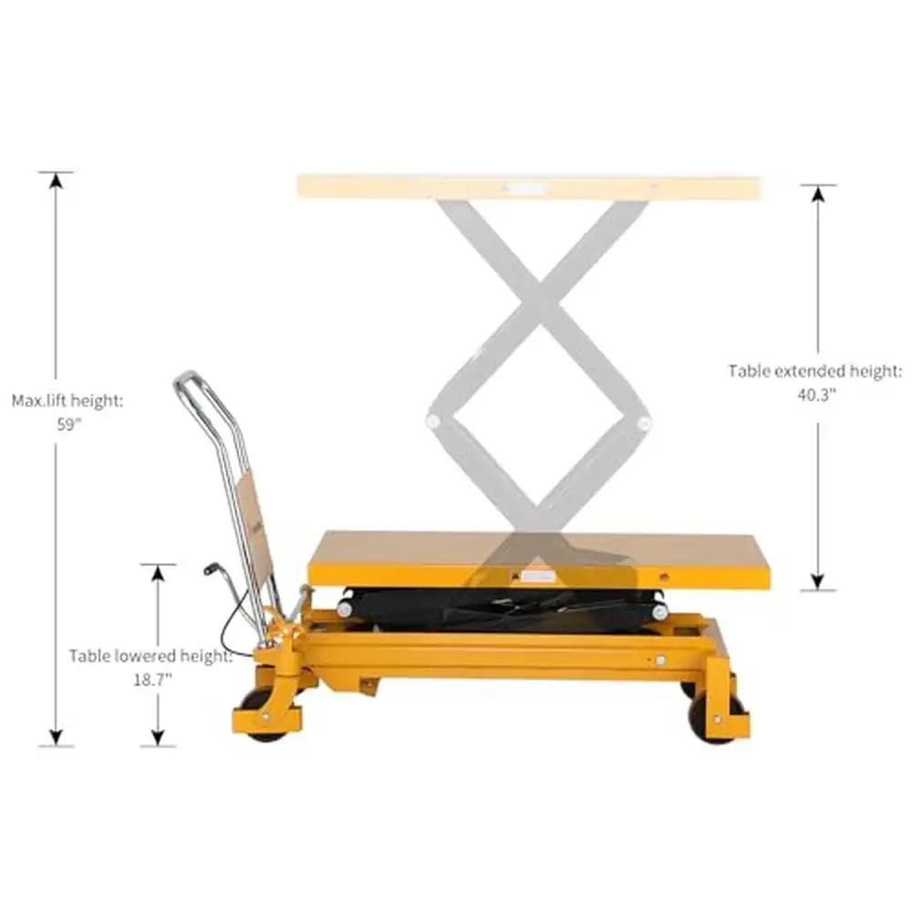 Multi-Function Hydraulic Mobile Lift Table Cart 59" Height 1760lbs Capacity Alloy Steel Construction 48" Table Size Heavy Duty