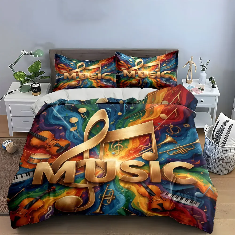 "Colorful Music Themed Art Set" Soft Comfortable Duvet Cover Bedding Set Included 1*Duvet Cover & 2*Pillowcases, gift