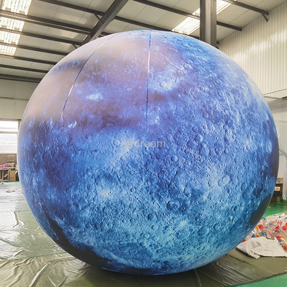 

Blue Giant Inflatable Moon ball with LED light Hanging/grounding moon Balloon Decor for Stage Advertising Event free air ship