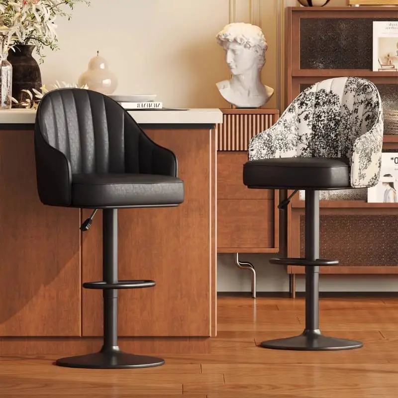 

Modern Hydraulic Bar Chair Design Comfortable Nordic Ergonomic Bar Chair Swivel Luxury Upholstered Sgabello Cucina Furniture