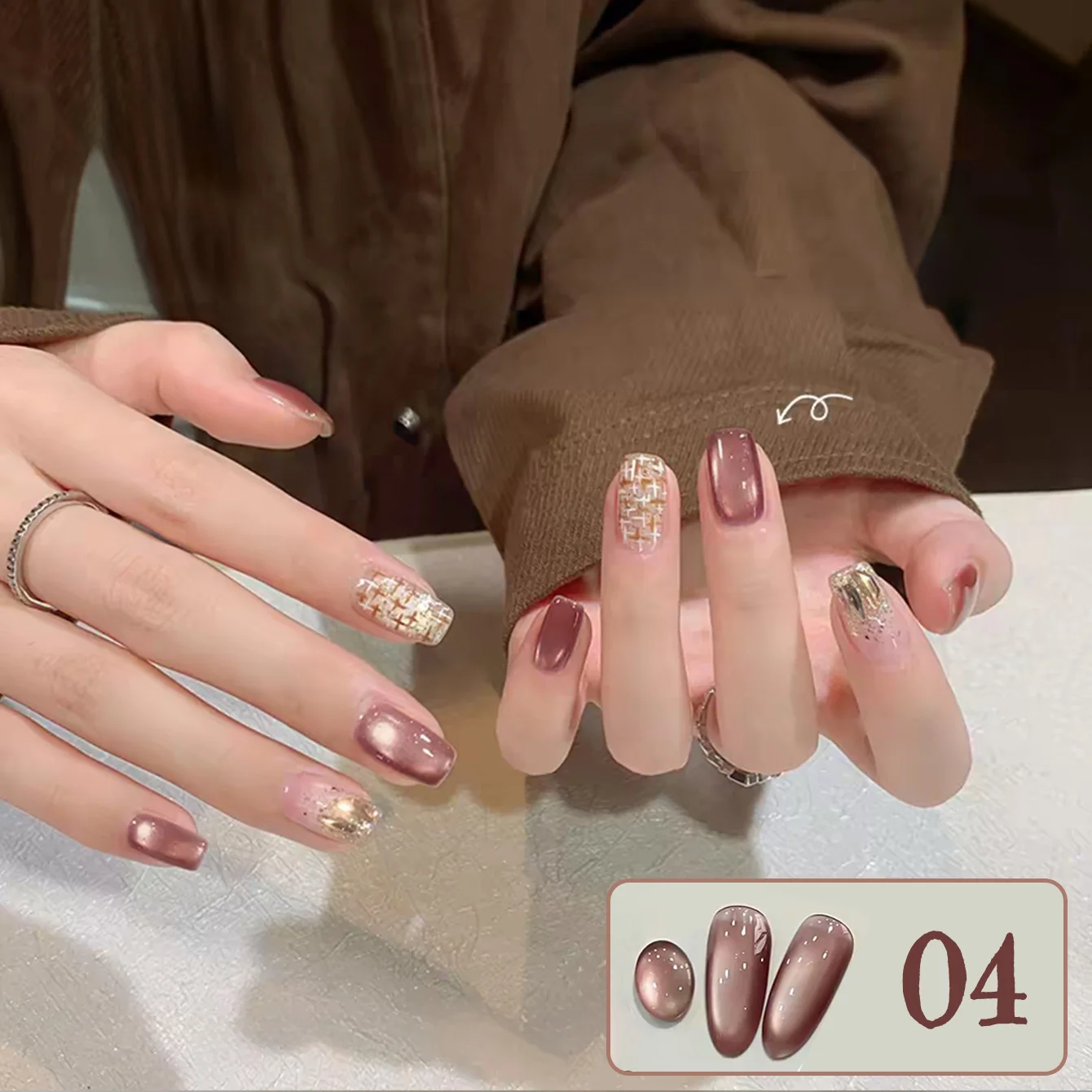 WS 1-9 Stück Herbst Tracking Cat Eye Gel Nagellack 2026 Braun Nagel Maillard Glasperlen Nagellack Herbstnägel – Detail 15