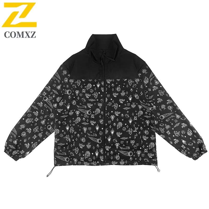 

COMXZ Mens Jacket Youth Casual Workwear Patchwork Big Size Loose Fit Hong Kong Style Ins Sportswear Trendy Fashion outdoor Coat