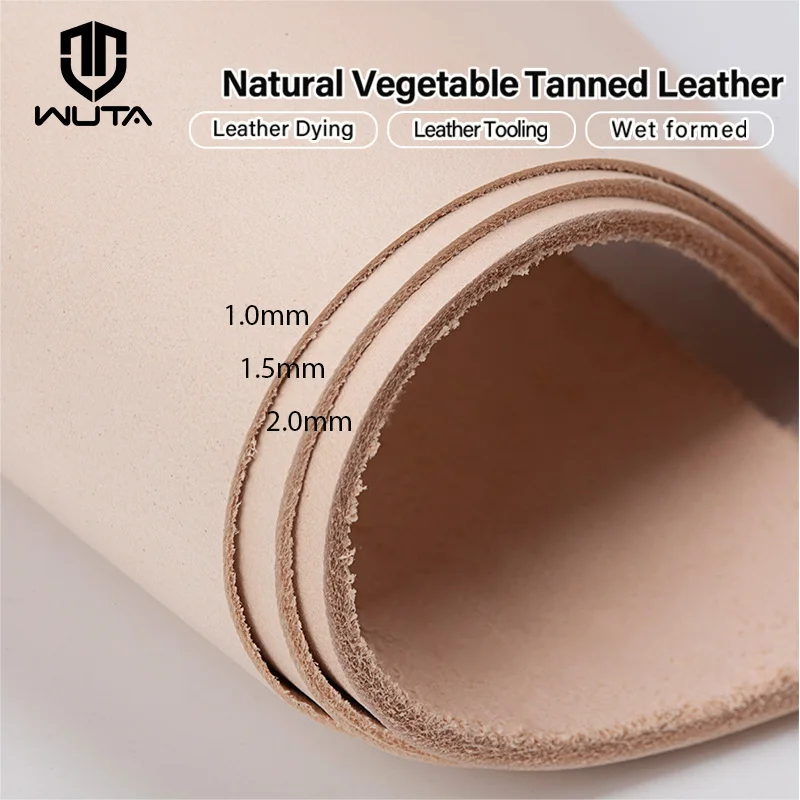 WUTA 10x20cm Vachetta Leather Full Grain Natural Vegetable Tanned Cowhide Handmade DIY Genuine Leather Craft / Tooling Carving