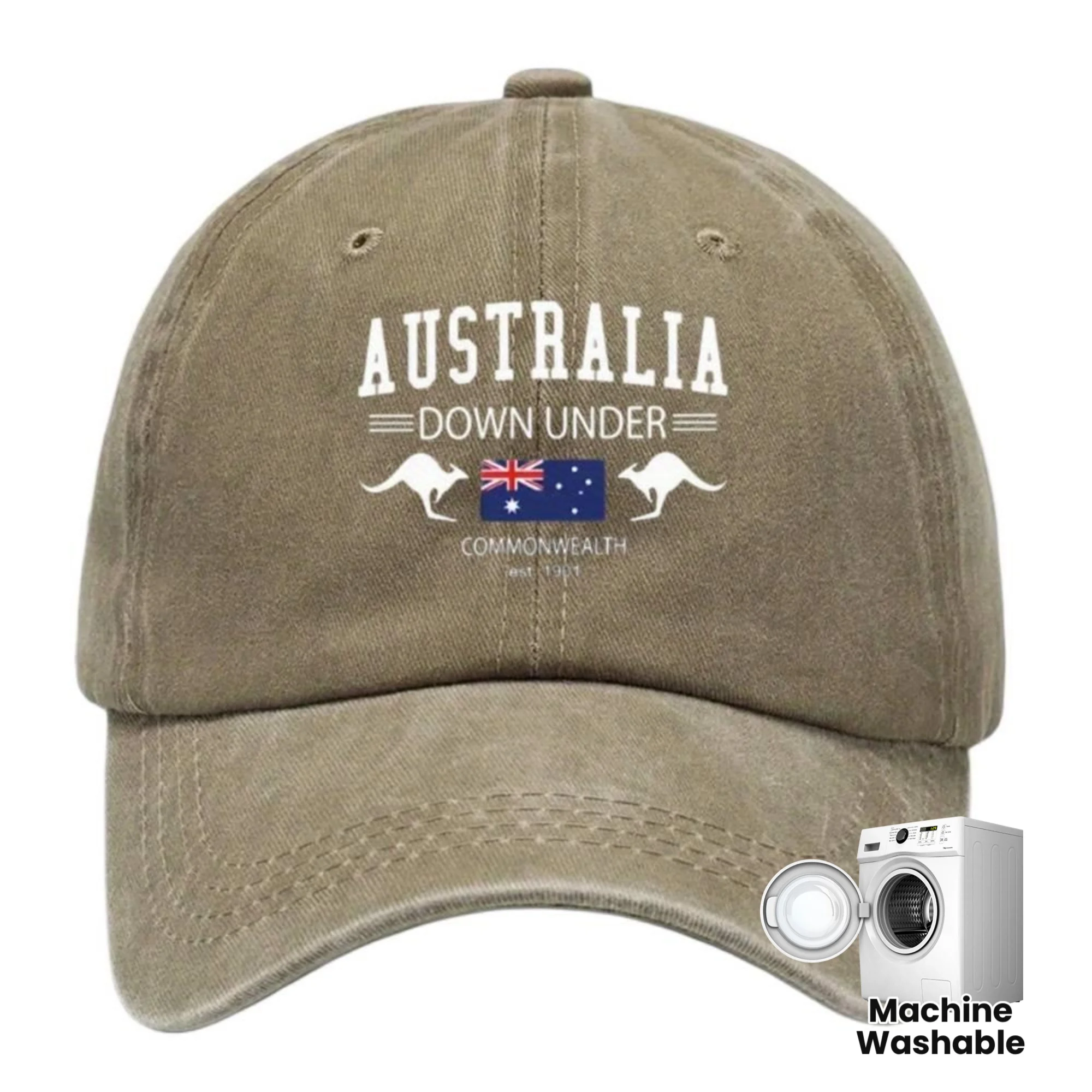 

1pc Fashion Australian Hat- Breathable Washable Baseball Cap with Curved Brim, Designed as 'Under Australia', Perfect for Sports