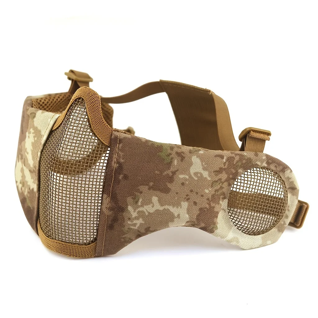 

Регулируемая тактическая защитная сетчатая полумаска для лица, тактическая защитная маска для нижней части лица для охоты, пейнтбола, CS