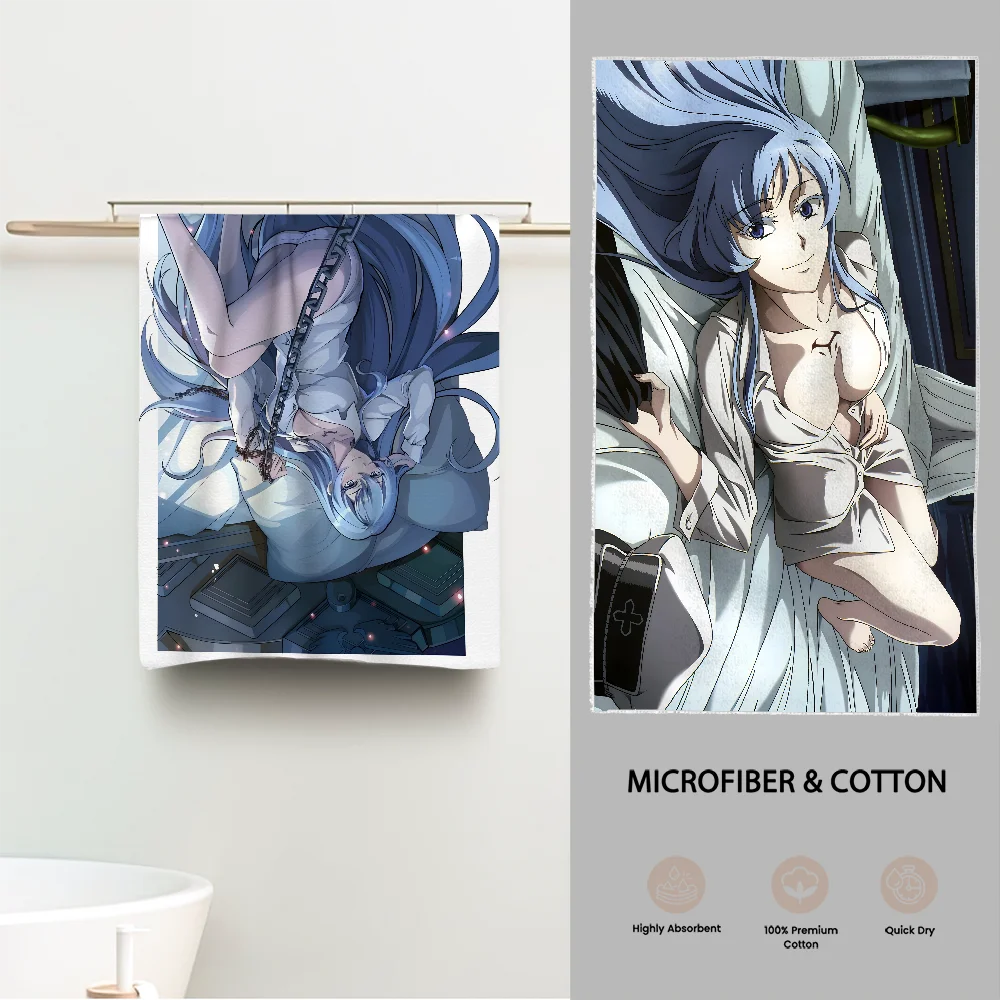 E-Esdeath Sexy Anime Girl Towel Luxury Bathroom Hand Towels One Side Cotton One Side Microfiber Personalized Gift Dropshipping