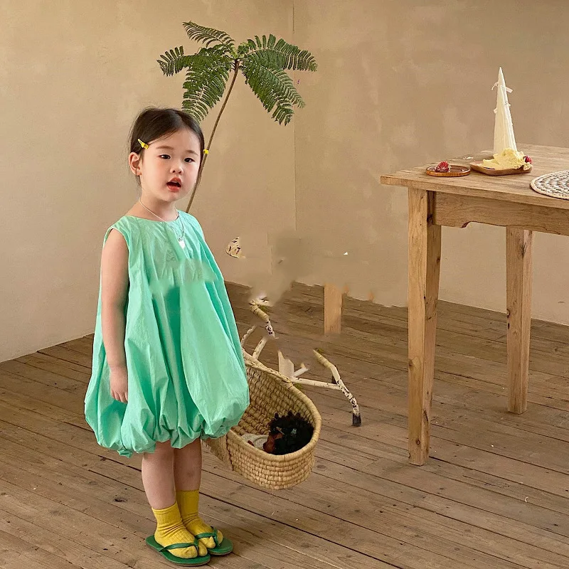 Cute Floral Bud Dress for Girls Summer Dress 2026 New Children's Clothing Beautiful Sleeveless Kids Skirt