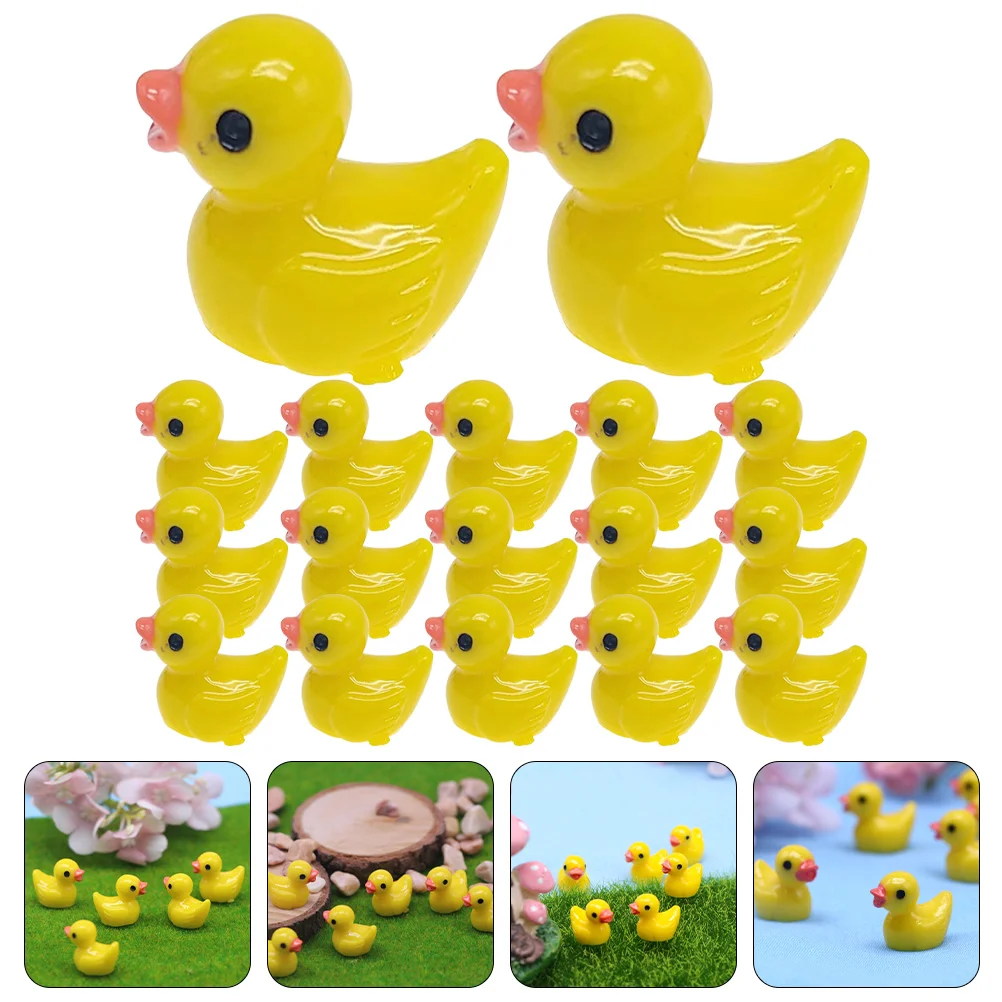 60 Pcs Tiny Ducks Figure Miniature Adorable Long Multi-function Yellow Garden Supply Lovely Decorative Lovers