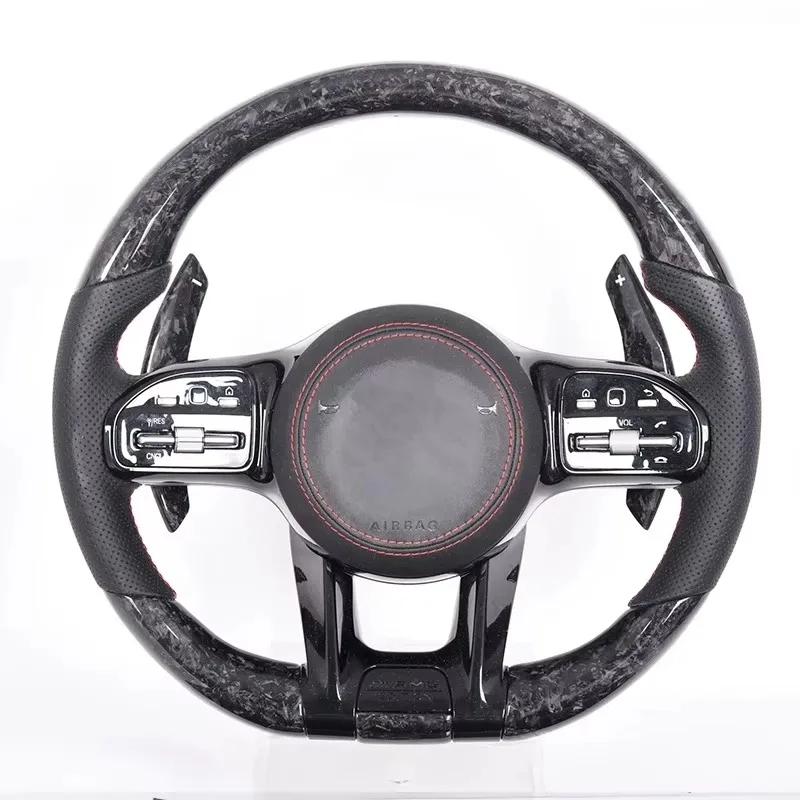 Custom Modified Carbon Fiber Steering Wheel for Mercedes AMG Compatible with E300 C200L S-Class GLC Universal Modified Buttons
