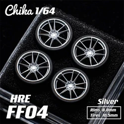 Chika 1/64 Model Car Wheels with Rubber Tires Luxurious Modified Parts JDM VIP for Hotwheels Tomica MiniGT D:10.5mm/9.7mm